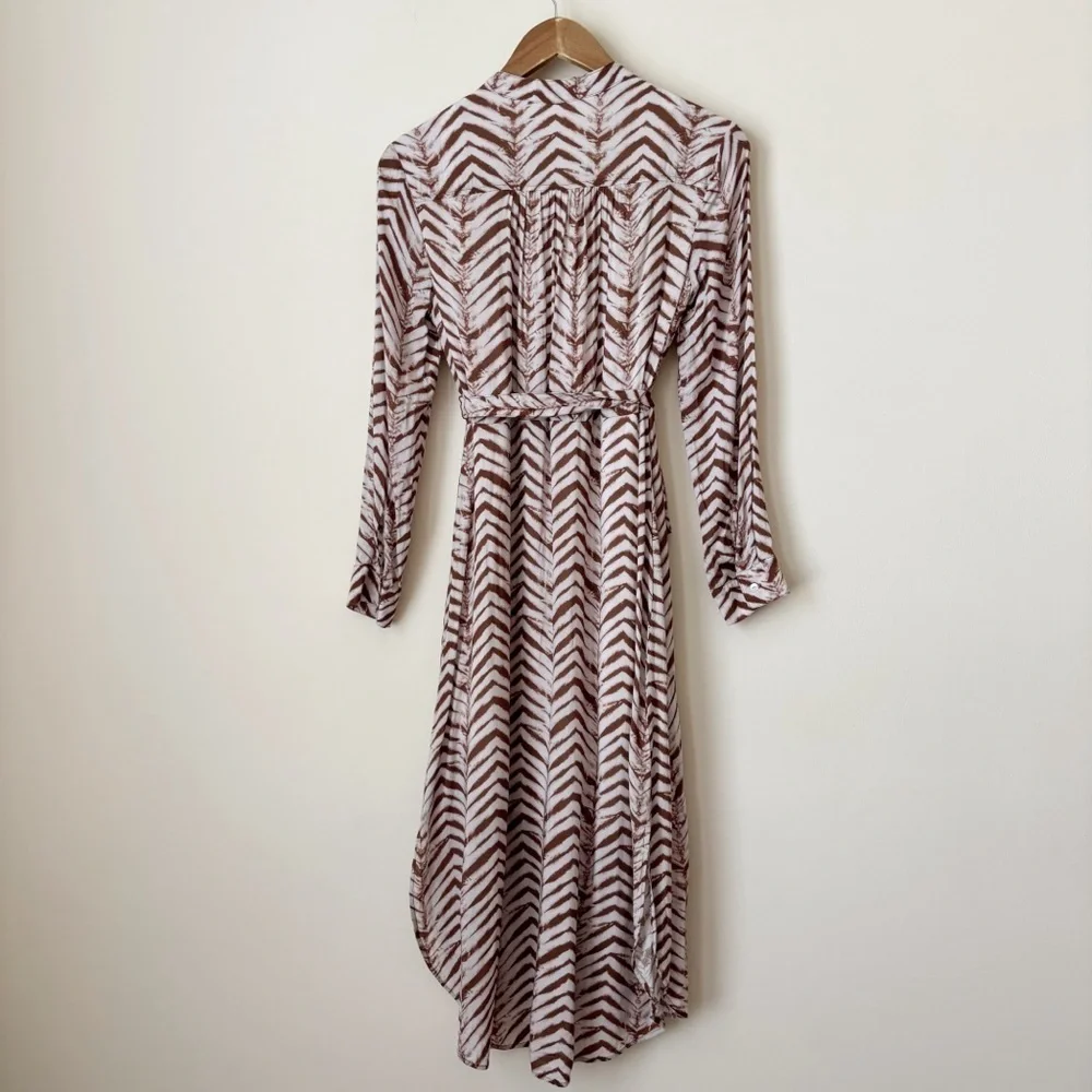 Bella Dahl Flowy Chevron Print Midi Dress XS Bohemian Summer - Picture 5 of 11